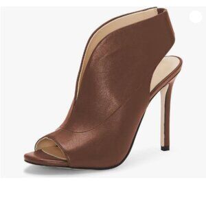 YDN Brown Chic Slingback Peep Toe Stiletto High Heel Ankle Boots Cutout Sandals